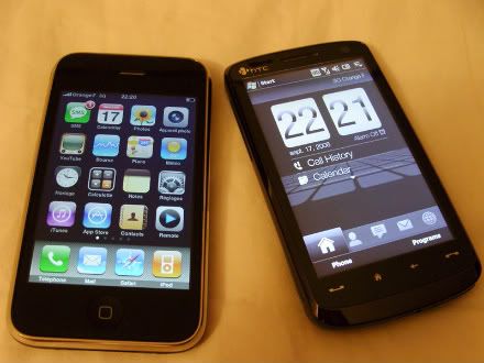 HTC Touch HD side-by-side with iPhone 3G