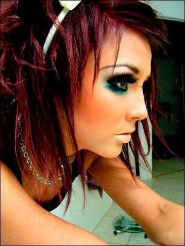 emo hair color girls. Girl with Punk Scene Red Hair