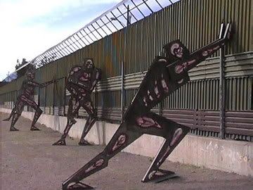 Metal art at the Nogales border crossing