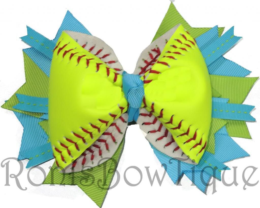 RONISBOWTIQUE CUSTOM MADE FROM A REAL SOFTBALL LEATHER HAIR BOW U
