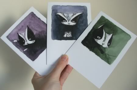 three cat greeting cards