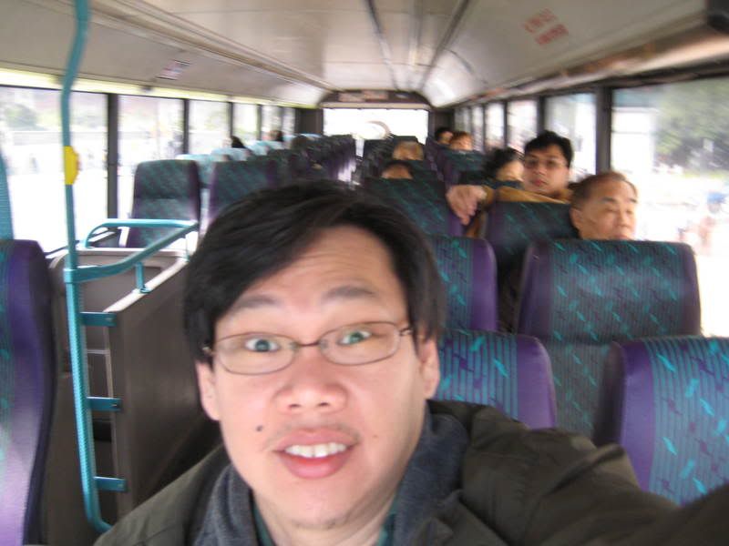 Me on a Double Decker Bus on the way to HK Airport