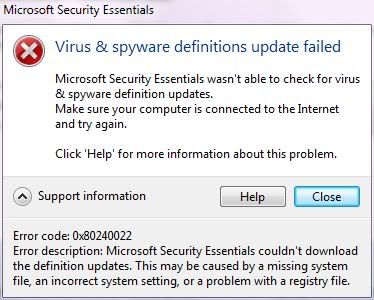 Cannot Update Microsoft Security Essentials On Xp