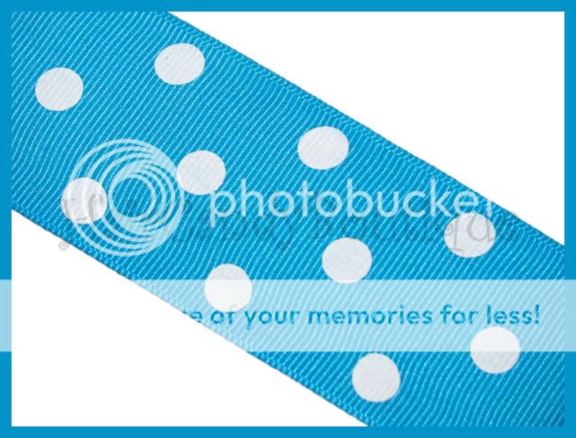   TURQUOISE BLUE WITH WHITE POLKA DOT GROSGRAIN RIBBON 1.5 2Y  