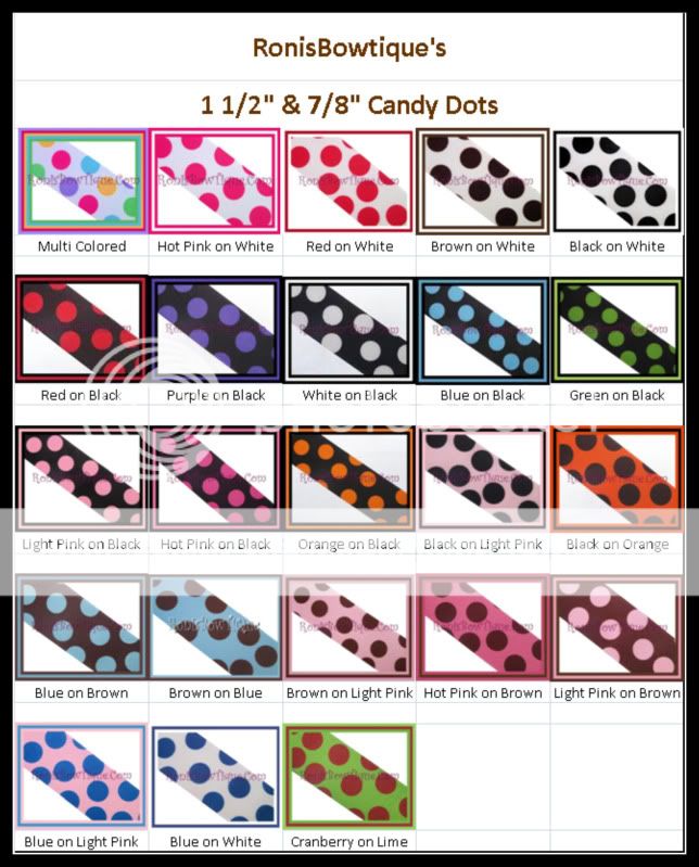 POLKA DOT RIBBON COLOR CHART items in Hair Candy Boutique store on 