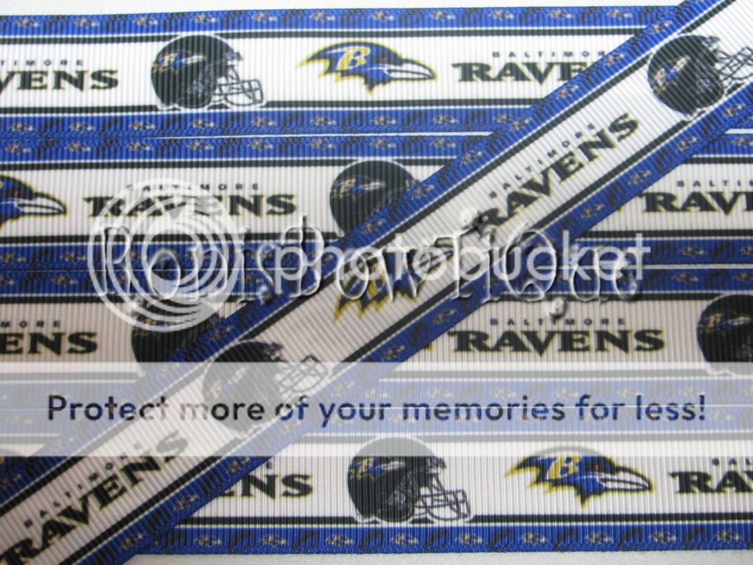 22mm Baltimore Ravens Grosgrain Printed Ribbon Choice of 1 5 or 10 