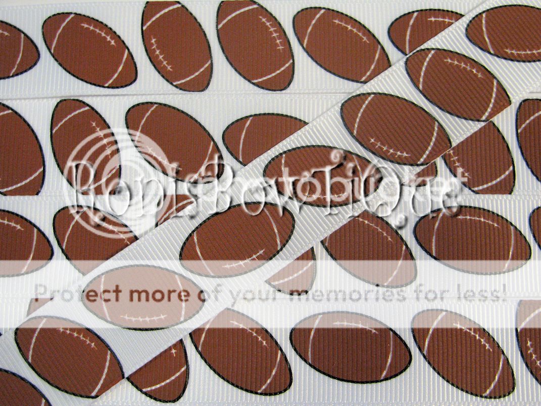 Footballs College Grosgrain Print Ribbon 1 Yard USA Ronibowtique