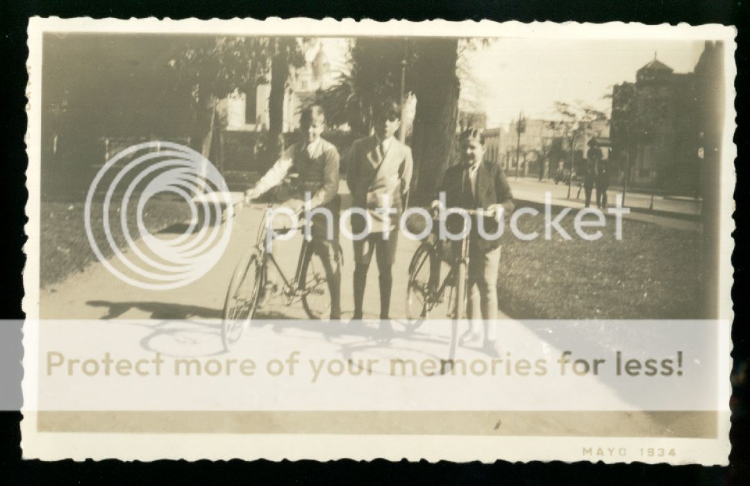 Vintage 1934 YOUNG BOYS IN SHORTS & SUIT w/BIKES  