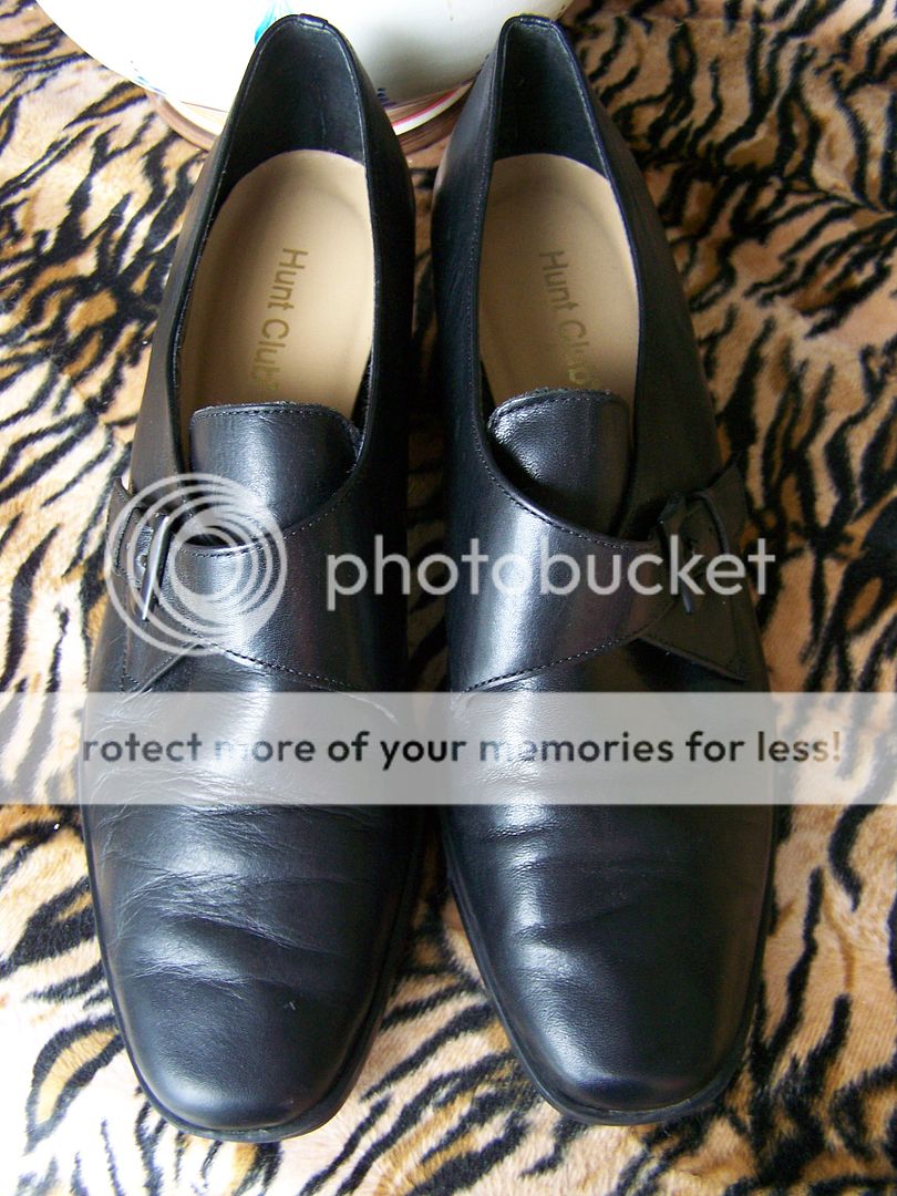 vintage 90s soft black leather buckle loafers matte black metal buckle 