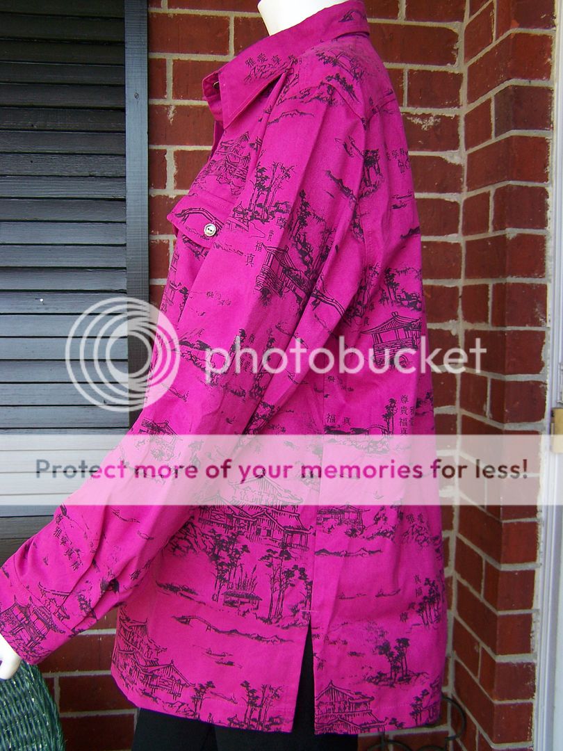 Chicos 3 L XL Pagoda Asian Fuchsia Pink Moleskin Button Down Jacket 