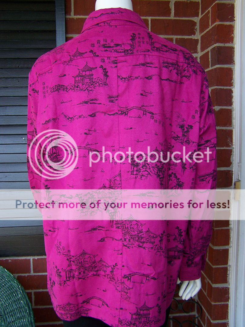 Chicos 3 L XL Pagoda Asian Fuchsia Pink Moleskin Button Down Jacket 